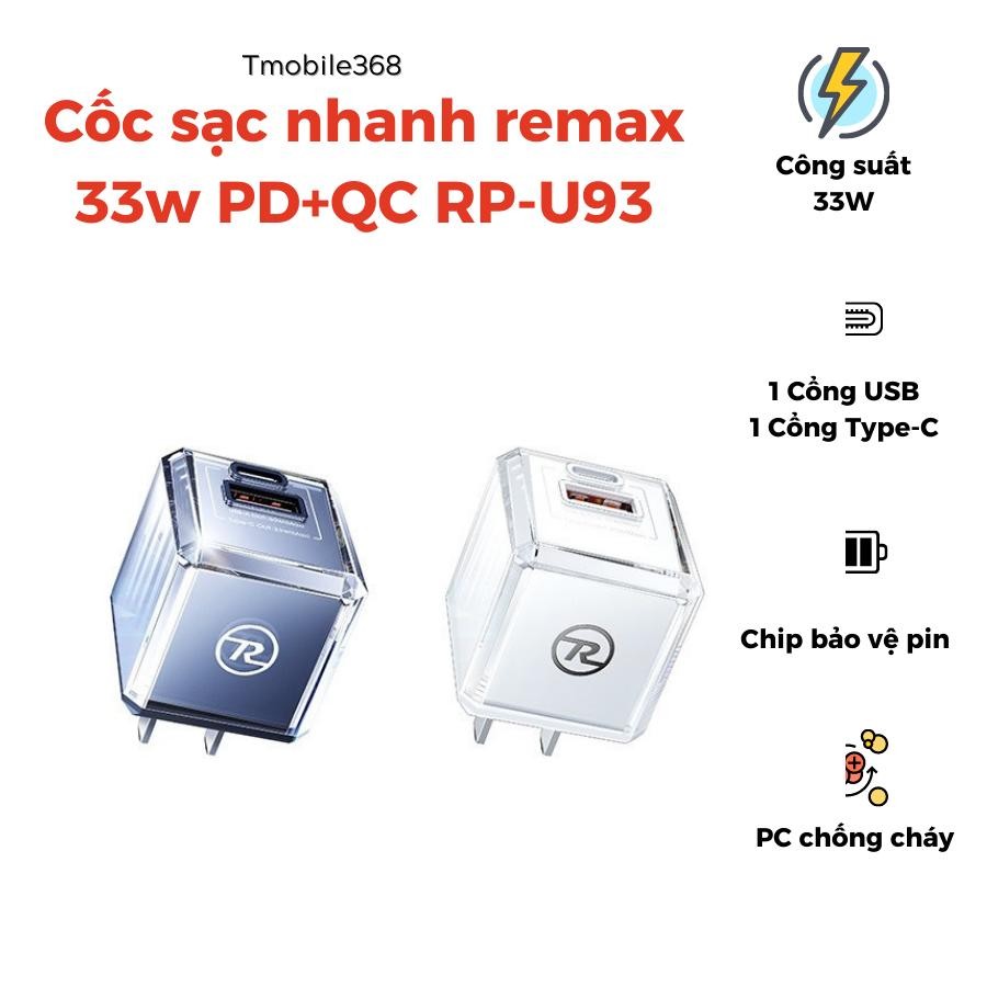 Cốc sạc nhanh remax 33w PD+QC RP-U93 - Tmobile368